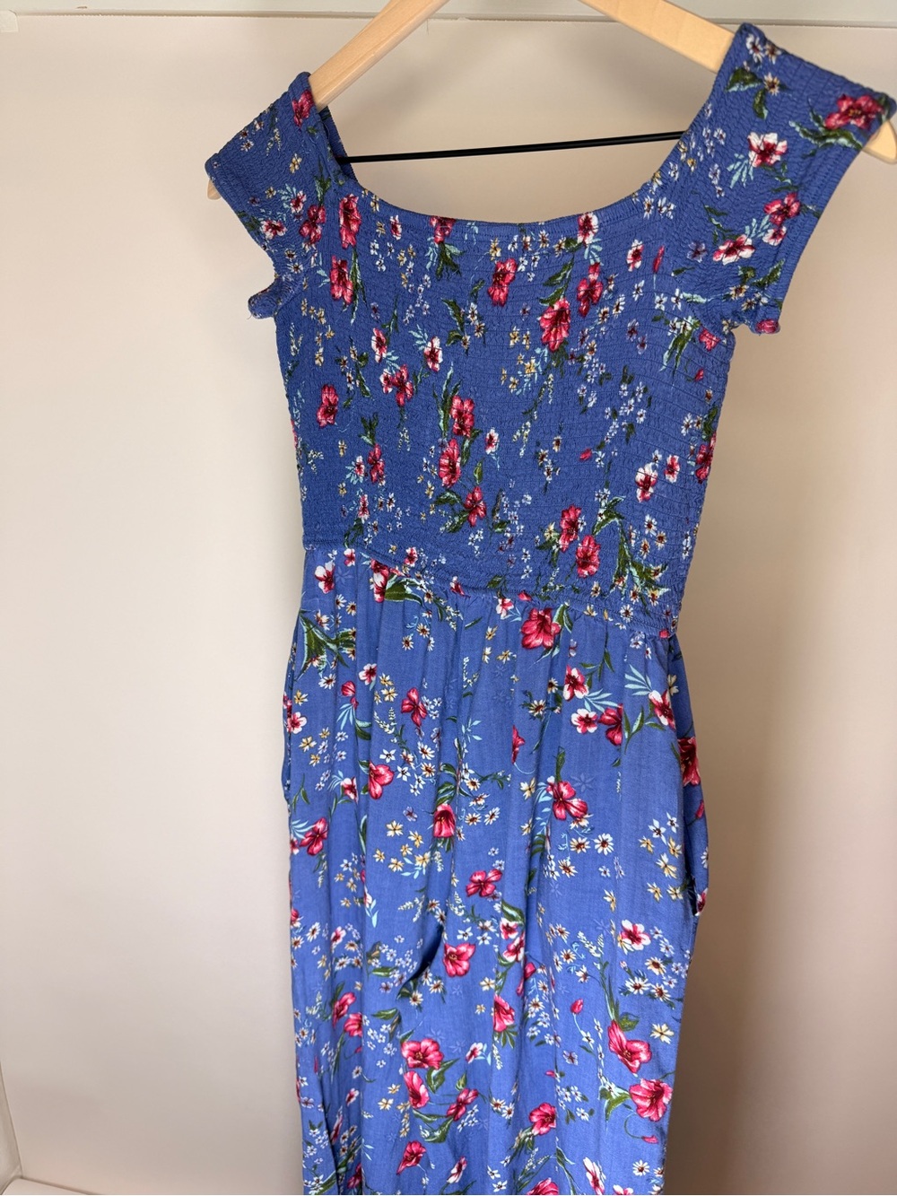 Blue Floral Bits of Grace smocked jumpsuit - Medium